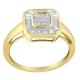 10K Yellow Gold Diamond Cocktail Ring (1/2 Cttw, I-J Color, SI2-I1 Clarity)-3 thumbnail 4