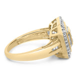 10K Yellow Gold 1/2 Cttw Diamond Square Cluster Cocktail Ring-1 thumbnail 2