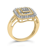 10K Yellow Gold 1/2 Cttw Diamond Square Cluster Cocktail Ring-3 thumbnail 4