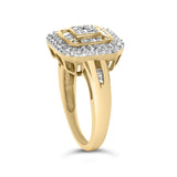 10K Yellow Gold 1/2 Cttw Diamond Square Cluster Cocktail Ring-4 thumbnail 5