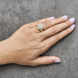 10K Yellow Gold 1/2 Cttw Diamond Square Cluster Cocktail Ring-2 thumbnail 3