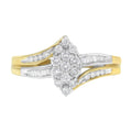 10K white gold ring with marquise diamond cluster and split shank