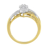 10K Yellow and White Gold 1/2 Cttw Diamond Marquise Shaped Cluster Split Shank Ring (H-I Color, SI2-I1 Clarity)-3 thumbnail 4