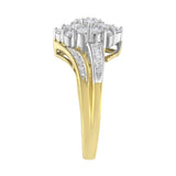 10K Yellow and White Gold 1/2 Cttw Diamond Marquise Shaped Cluster Split Shank Ring (H-I Color, SI2-I1 Clarity)-4 thumbnail 5