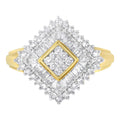 10K yellow gold ballerina ring with cluster of round diamond stones