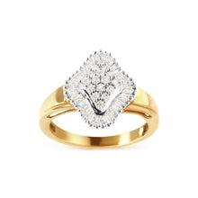 10K Yellow Gold 1/2 Cttw Round And Baguette-cut Diamond Rhombus Head and Halo Ring (I-J Color, I1-I2 Clarity)-0