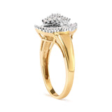 10K Yellow Gold 1/2 Cttw Round And Baguette-cut Diamond Rhombus Head and Halo Ring (I-J Color, I1-I2 Clarity)-3 thumbnail 4