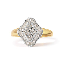 10K Yellow Gold 1/2 Cttw Round And Baguette-cut Diamond Rhombus Head and Halo Ring (I-J Color, I1-I2 Clarity)-4