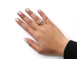 10K Yellow Gold 1/2 Cttw Round And Baguette-cut Diamond Rhombus Head and Halo Ring (I-J Color, I1-I2 Clarity)-2 thumbnail 3