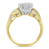 10K Two-Toned Round Baguette Diamond Cluster Ring (1/2 Cttw, I-J Color, I2-I3 Clarity)-1 thumbnail 2