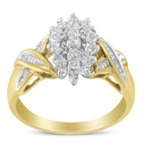 10K Two-Toned Round Baguette Diamond Cluster Ring (1/2 Cttw, I-J Color, I2-I3 Clarity)-3 thumbnail 4
