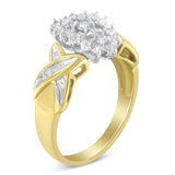 10K Two-Toned Round Baguette Diamond Cluster Ring (1/2 Cttw, I-J Color, I2-I3 Clarity)-4 thumbnail 5