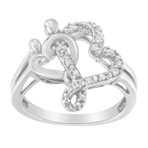 .925 Sterling Silver Diamond Heart and Music Note Ring (1/10 Cttw, H-I Color, I3 Clarity)-1