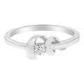 10K white gold promise ring with small round diamond stones