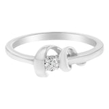 10K white gold promise ring with small round diamond stones thumbnail 1