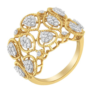 14K Yellow Gold Diamond Art Deco Ring (1/2 Cttw, H-I Color, I1 Clarity)-1