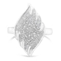 925 sterling silver ring with round and baguette diamond stair-stepped cluster