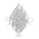 925 sterling silver ring with round and baguette diamond stair-stepped cluster thumbnail 1