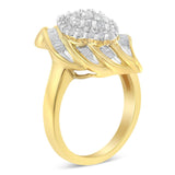 10K Yellow Gold Plated .925 Sterling Silver Diamond Cocktail Ring (3/4 Cttw, I-J Color, I2-I3 Clarity)-3 thumbnail 4