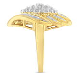 10K Yellow Gold Plated .925 Sterling Silver Diamond Cocktail Ring (3/4 Cttw, I-J Color, I2-I3 Clarity)-4 thumbnail 5