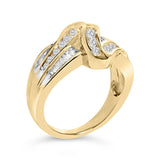 10K Yellow Gold 3/4 Cttw Channel Set Round and Baguette-cut Diamond Double Shank Bypass Ring (J-K Color, I1-I2 Clarity)-3 thumbnail 4