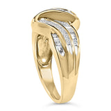 10K Yellow Gold 3/4 Cttw Channel Set Round and Baguette-cut Diamond Double Shank Bypass Ring (J-K Color, I1-I2 Clarity)-4 thumbnail 5