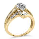 10K Yellow Gold 1/2 cttw Diamond Cluster Cocktail Ring (J-K Clarity, I1-I2 Color)-3 thumbnail 4