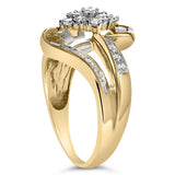 10K Yellow Gold 1/2 cttw Diamond Cluster Cocktail Ring (J-K Clarity, I1-I2 Color)-4 thumbnail 5