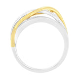 10K White and Yellow Gold 1 1/10 cttw Channel-Set Diamond Bypass Band Ring (J Color, I3 Clarity)-4 thumbnail 5