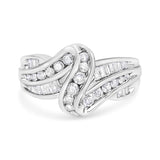 10K White Gold Ring 3/4 Cttw Round-Cut Diamond Bypass Ring (H-I Color, I2-I3 Clarity)-1 thumbnail 2
