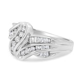 10K White Gold Ring 3/4 Cttw Round-Cut Diamond Bypass Ring (H-I Color, I2-I3 Clarity)-3 thumbnail 4