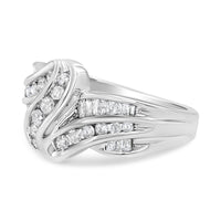 10K White Gold Ring 3/4 Cttw Round-Cut Diamond Bypass Ring (H-I Color, I2-I3 Clarity)