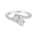 10K white gold bypass ring with 2 miracle-set diamond stones