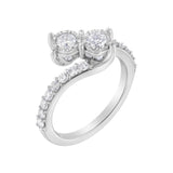 10K White Gold Two-Stone Miracle-Set Diamond Bypass Ring (1 Cttw, H-I Color, I1-I2 Clarity)-3 thumbnail 4
