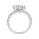 10K White Gold Two-Stone Miracle-Set Diamond Bypass Ring (1 Cttw, H-I Color, I1-I2 Clarity)-4 thumbnail 5