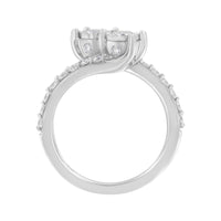 10K White Gold Two-Stone Miracle-Set Diamond Bypass Ring (1 Cttw, H-I Color, I1-I2 Clarity)