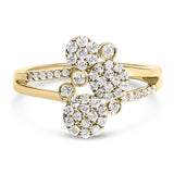 925 sterling silver bypass ring with scattered composite diamond stones thumbnail 1
