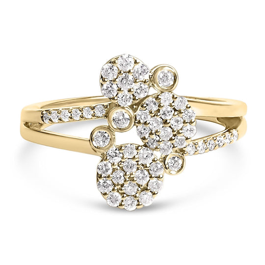 925 sterling silver bypass ring with scattered composite diamond stones