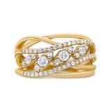 10K Yellow Gold 1/2 Cttw Round-Cut Multi Row Diamond Split Shank Cocktail Ring (H-I Color, SI2-I1 Clarity)-1 thumbnail 2