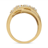 10K Yellow Gold 1/2 Cttw Round-Cut Multi Row Diamond Split Shank Cocktail Ring (H-I Color, SI2-I1 Clarity)-4 thumbnail 5