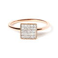 10K rose gold ring with invisible-set princess cut diamond composite square face