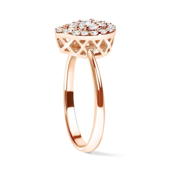 10K Rose Gold 3/8 Cttw Round-Cut Diamond Pear Promise Ring (I-J Color, I2-I3 Clarity)