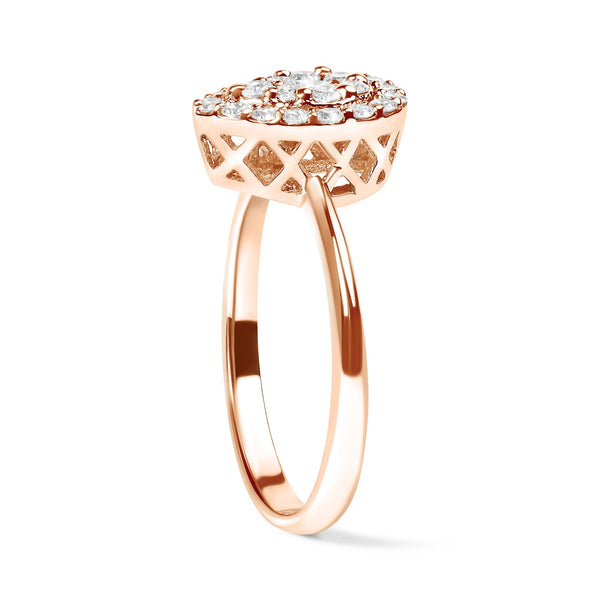 10K Rose Gold 3/8 Cttw Round-Cut Diamond Pear Promise Ring (I-J Color, I2-I3 Clarity)