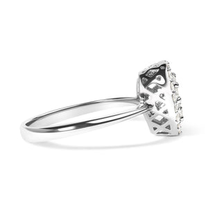 10K White Gold 3/8 Cttw Round-Cut Lab Grown Diamond Cluster Pear Promise Ring (G-H Color, VS2-SI1 Clarity)-1