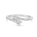 10K white gold ring with two round diamond stones in a bypass setting