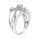 .925 Sterling Silver 1/5 Cttw Miracle-Set Diamond Heart Cross-Over Bypass Ring (I-J Color, I2-I3 Clarity)-4 thumbnail 5