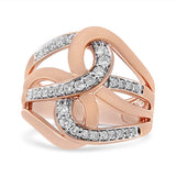 10K rose gold ring with round diamond stones in an intertwined multi-loop design thumbnail 1