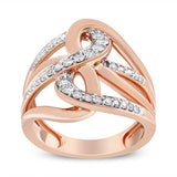10K Rose Gold 1/2 Cttw Round-Cut Diamond Intertwined Multi-Loop Cocktail Ring (I-J Color, I1-I2 Clarity)-1 thumbnail 2