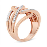 10K Rose Gold 1/2 Cttw Round-Cut Diamond Intertwined Multi-Loop Cocktail Ring (I-J Color, I1-I2 Clarity)-3 thumbnail 4