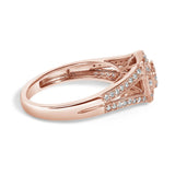 14K Rose Gold Plated .925 Sterling Silver 1/2 Cttw Pave Diamond Halo Cluster Split Shank Cocktail Ring (I-J Color, I1-I2 Clarity)-1 thumbnail 2